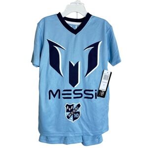Messi Collection Kids Soccer Jersey and Shorts Set Air Blue Size 5 NWT Sporty